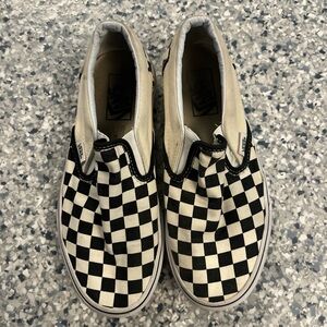 Vans Checkered Slip-On Shoes - Black and White